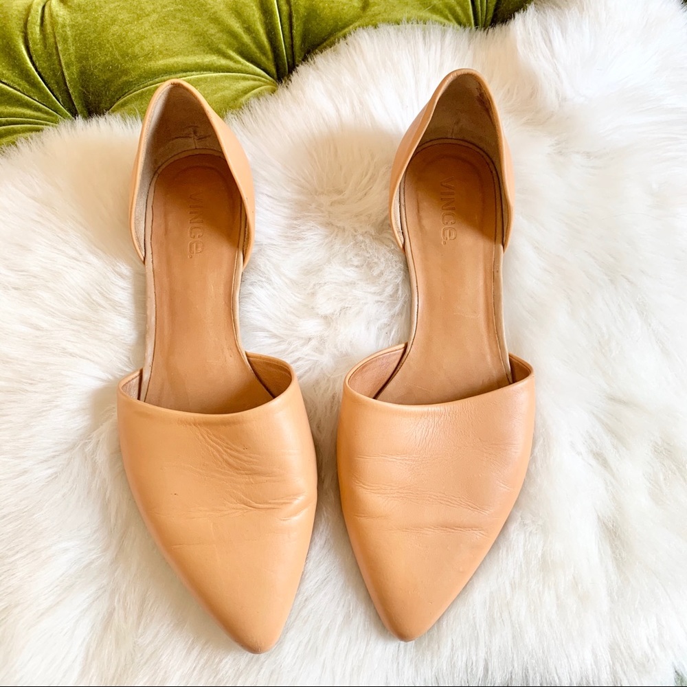 VINCE beige Nina D’Orsay leather flats 8 / 38